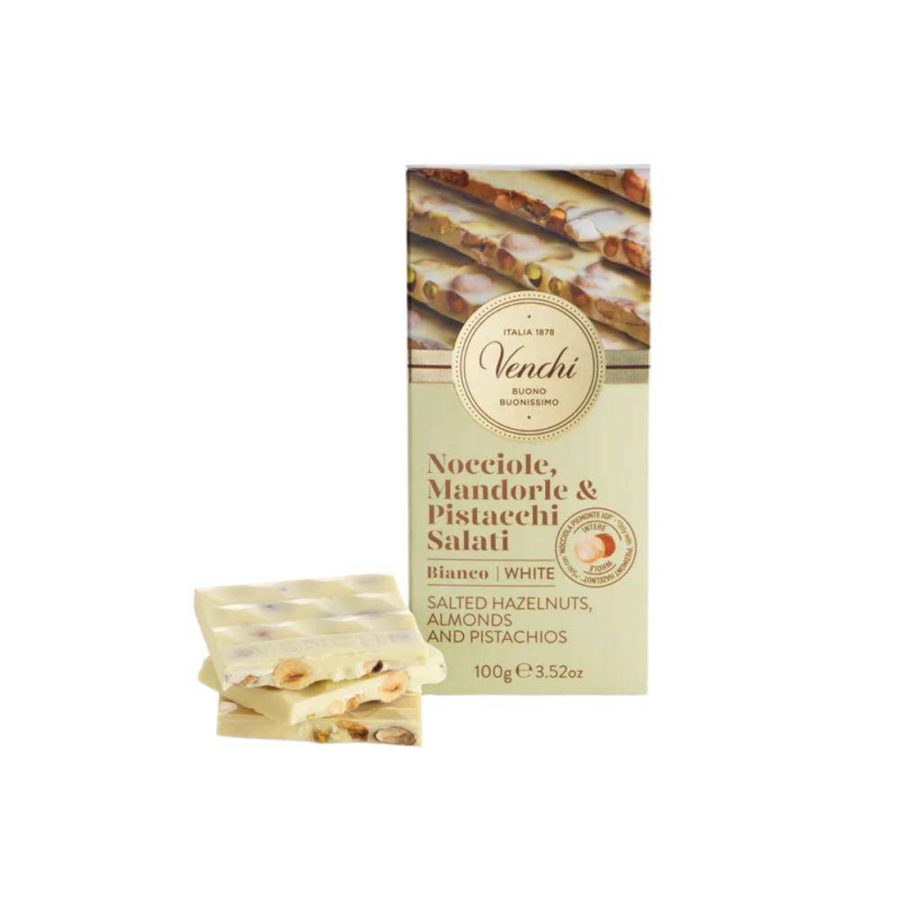 Venchi White Chocolate with Salted Nuts 100gr pc24